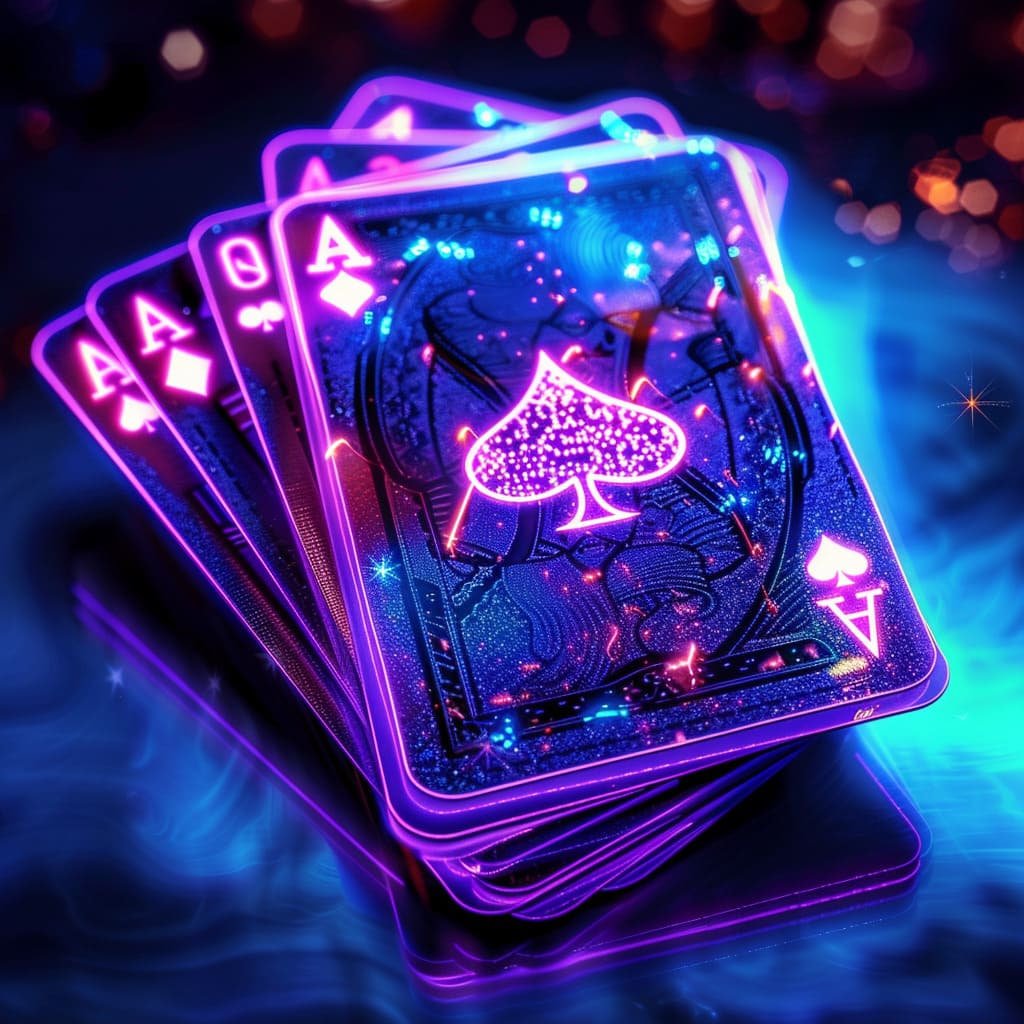 Arena olahraga digital dalam nuansa neon ungu